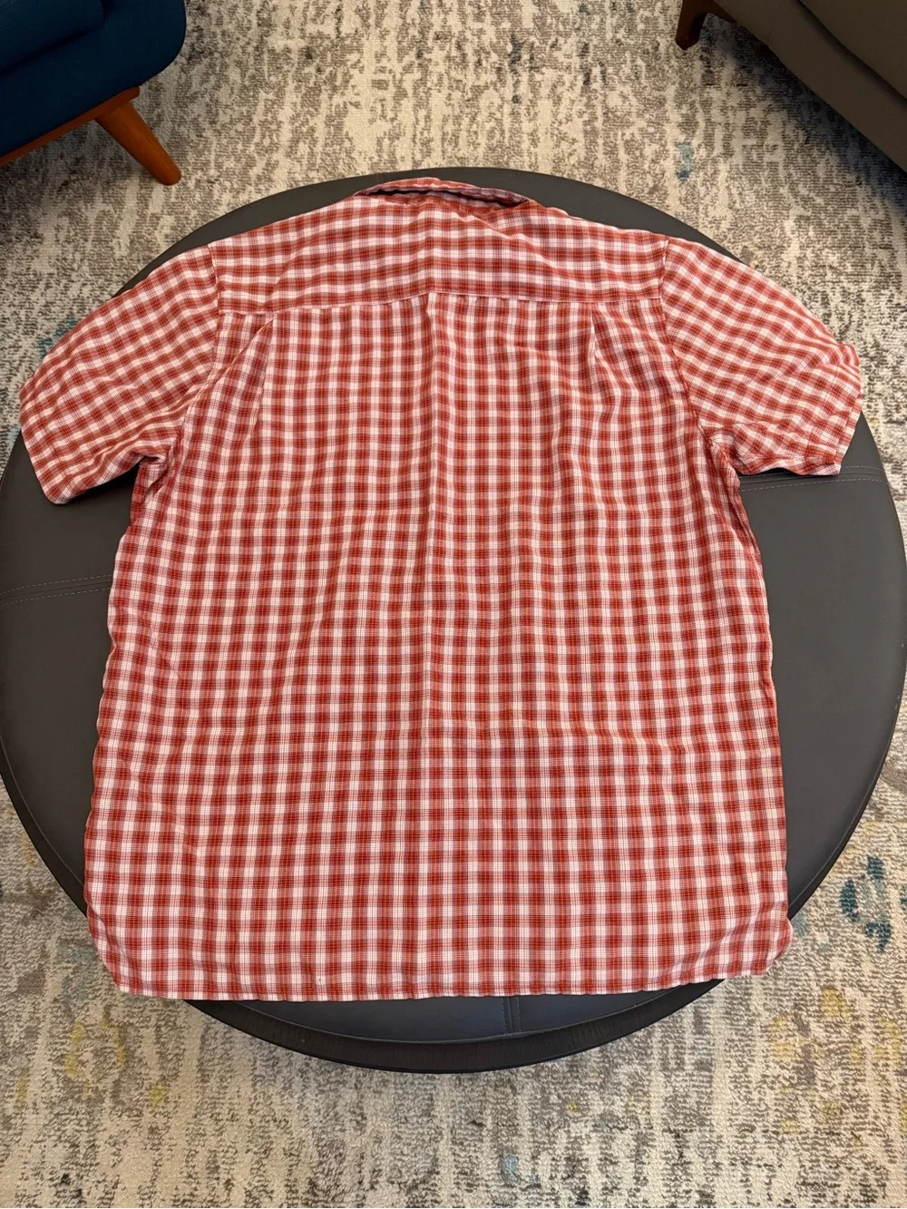 The North Face Hiking Button Down Mens XL Orange and Maroon Plaid